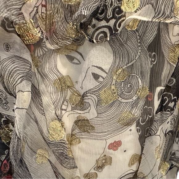 NWT Alexander McQueen Black with Gold Metallic Blouse - Picture 4 of 8